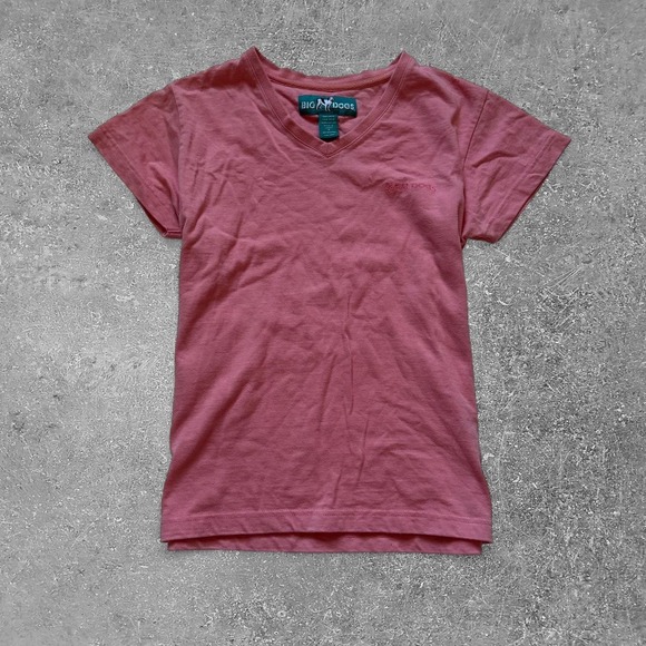 Big Dogs Tops - Big Dogs Pink V-Neck Cotton T-Shirt Womens Small Y2K Baby Tee Short Sleeve
